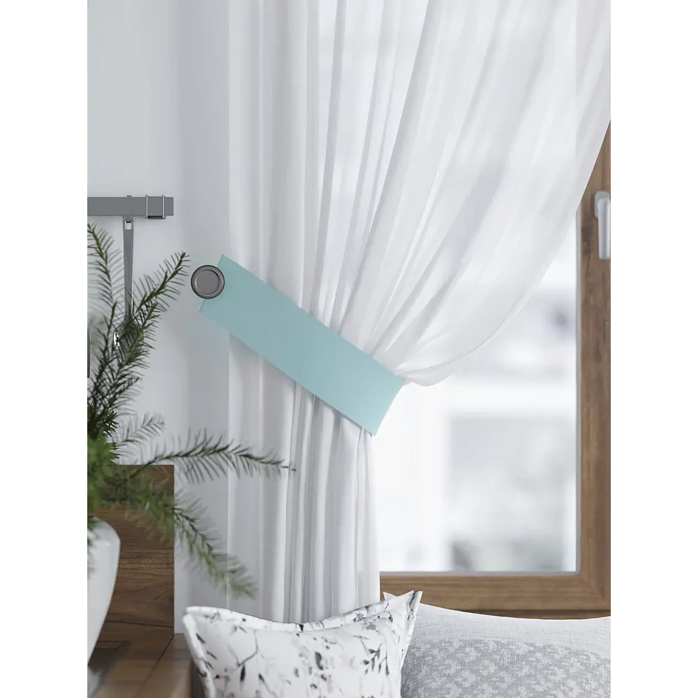 Фото Комплект штор At home Базовая коллекция AT529153 на шторной ленте 180x150 см цвет белый