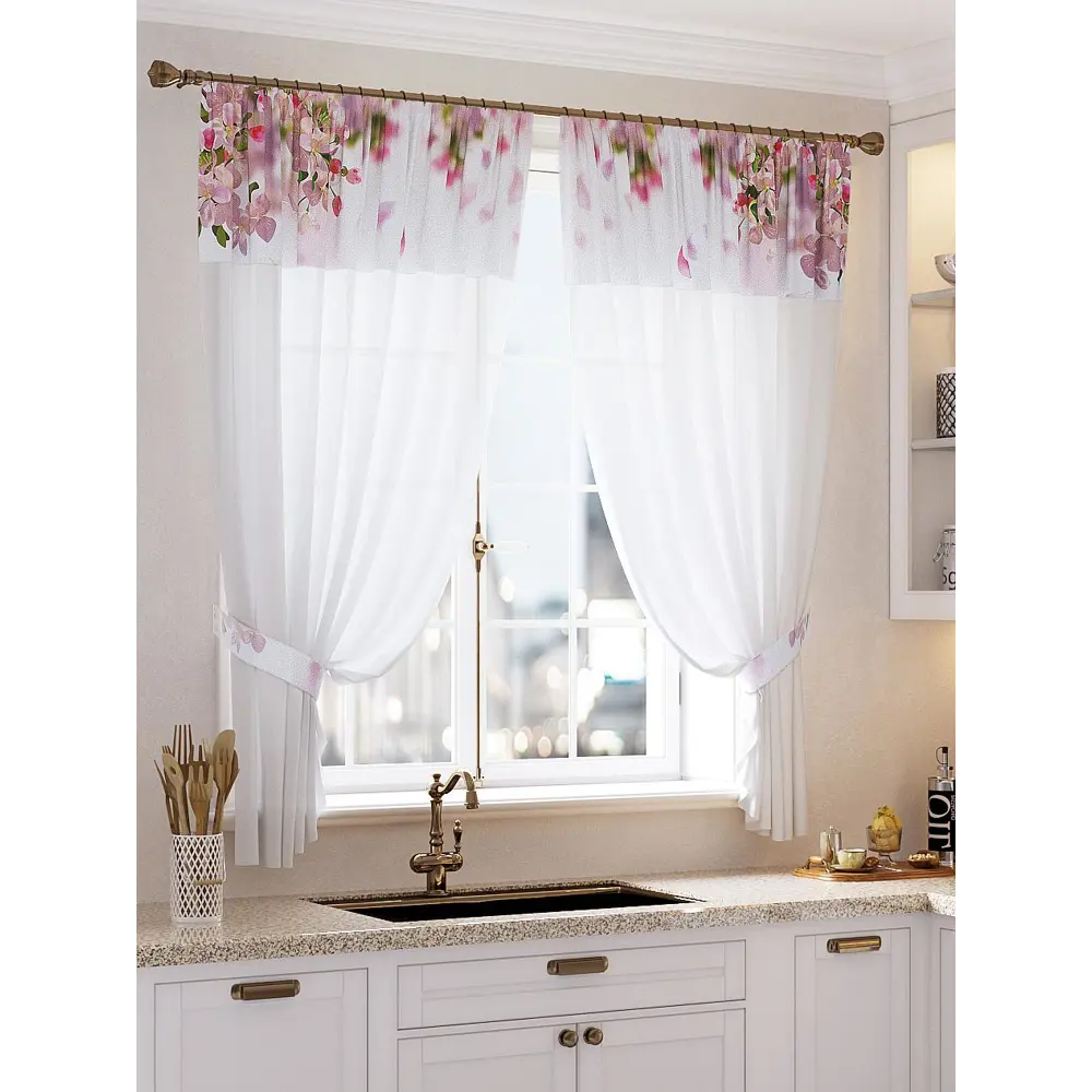 Фото Комплект штор At home Базовая коллекция AT529111 на шторной ленте 180x145 см цвет белый Фото Комплект штор At home Базовая коллекция AT529111 на шторной ленте 180x145 см цвет белый