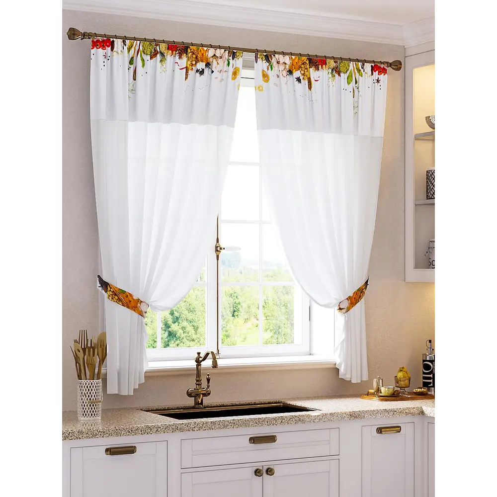 Фото Комплект штор At home Базовая коллекция AT529033 на шторной ленте 180x145 см цвет белый Фото Комплект штор At home Базовая коллекция AT529033 на шторной ленте 180x145 см цвет белый