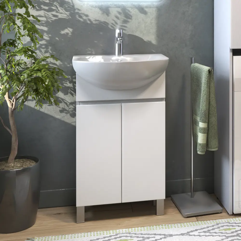 Фото 4 Тумба с раковиной напольная Vigo Wing tn.WIN.BAL.50.2D белый 50 см цвет белый