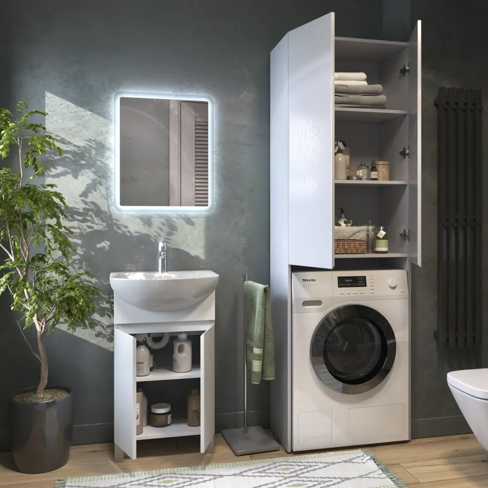 Фото 7 Тумба с раковиной напольная Vigo Wing tn.WIN.BAL.50.2D белый 50 см цвет белый