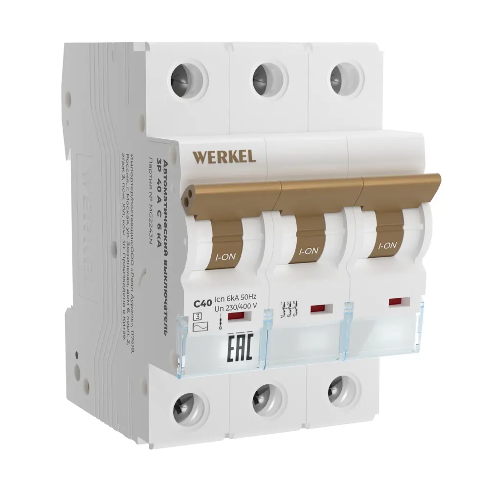 Фото 3 Автоматический выключатель Werkel W903P406 3P C40 А 6 кА a062553 Фото 3 Автоматический выключатель Werkel W903P406 3P C40 А 6 кА a062553
