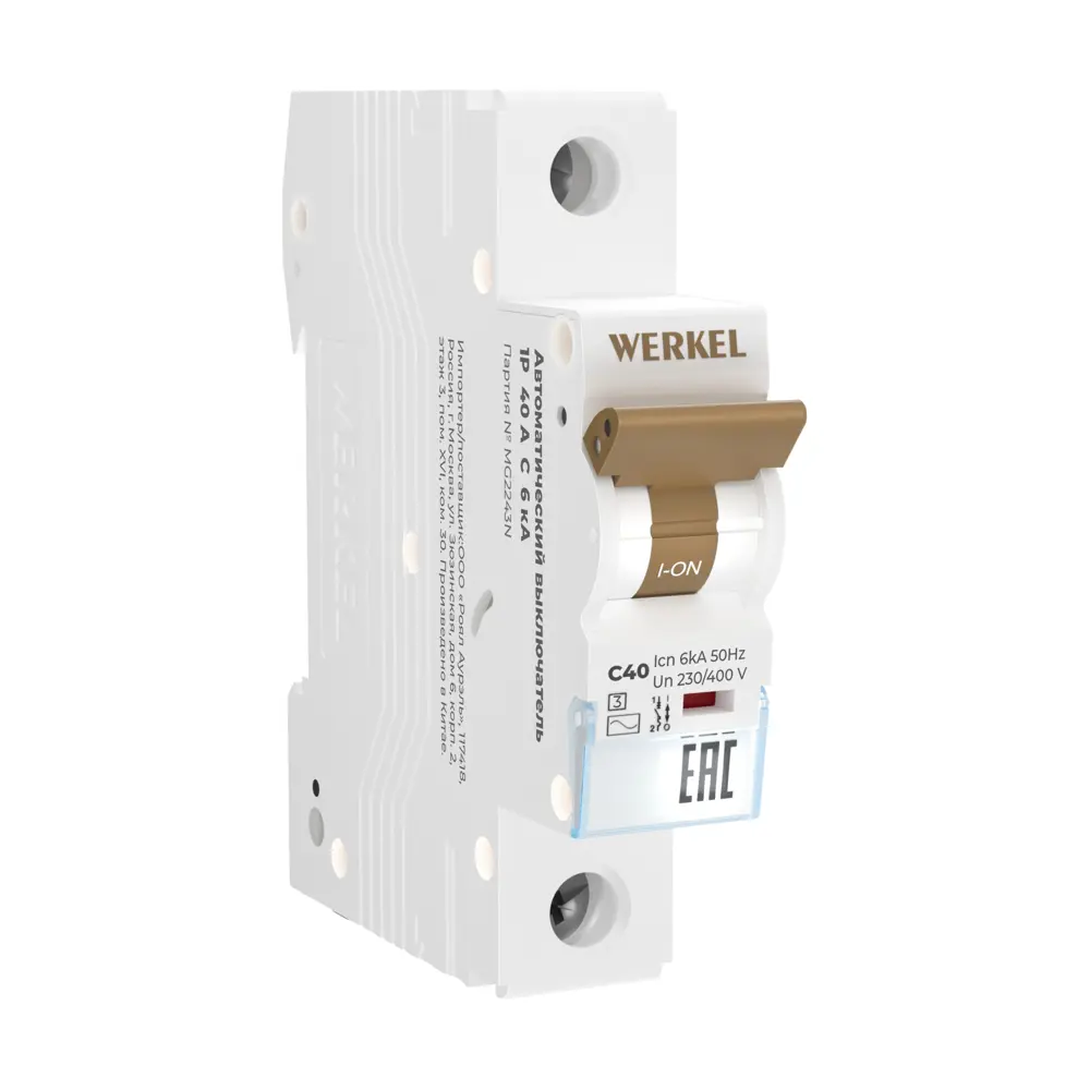 Фото 3 Автоматический выключатель Werkel W901P406 1P C40 А 6 кА a062538 Фото 3 Автоматический выключатель Werkel W901P406 1P C40 А 6 кА a062538