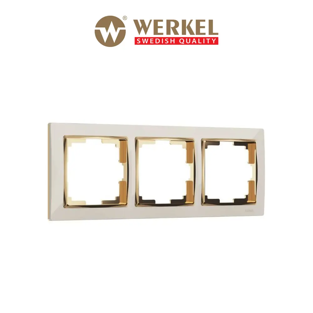 Фото Рамка для розеток и выключателей Werkel W0031932 на 3 поста цвет слоновая кость/золото Фото Рамка для розеток и выключателей Werkel W0031932 на 3 поста цвет слоновая кость/золото