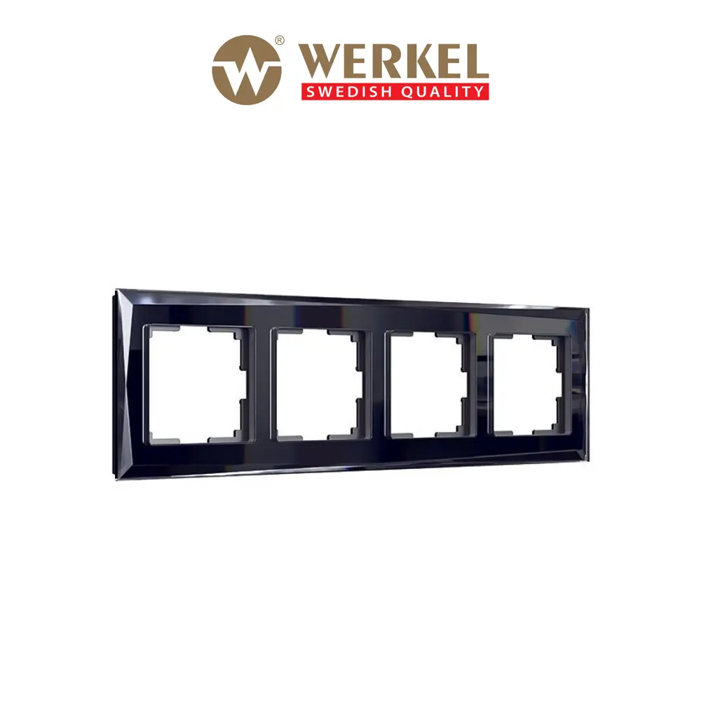 Фото Рамка для розеток и выключателей Werkel Diamant 4 поста цвет черный Фото Рамка для розеток и выключателей Werkel Diamant 4 поста цвет черный