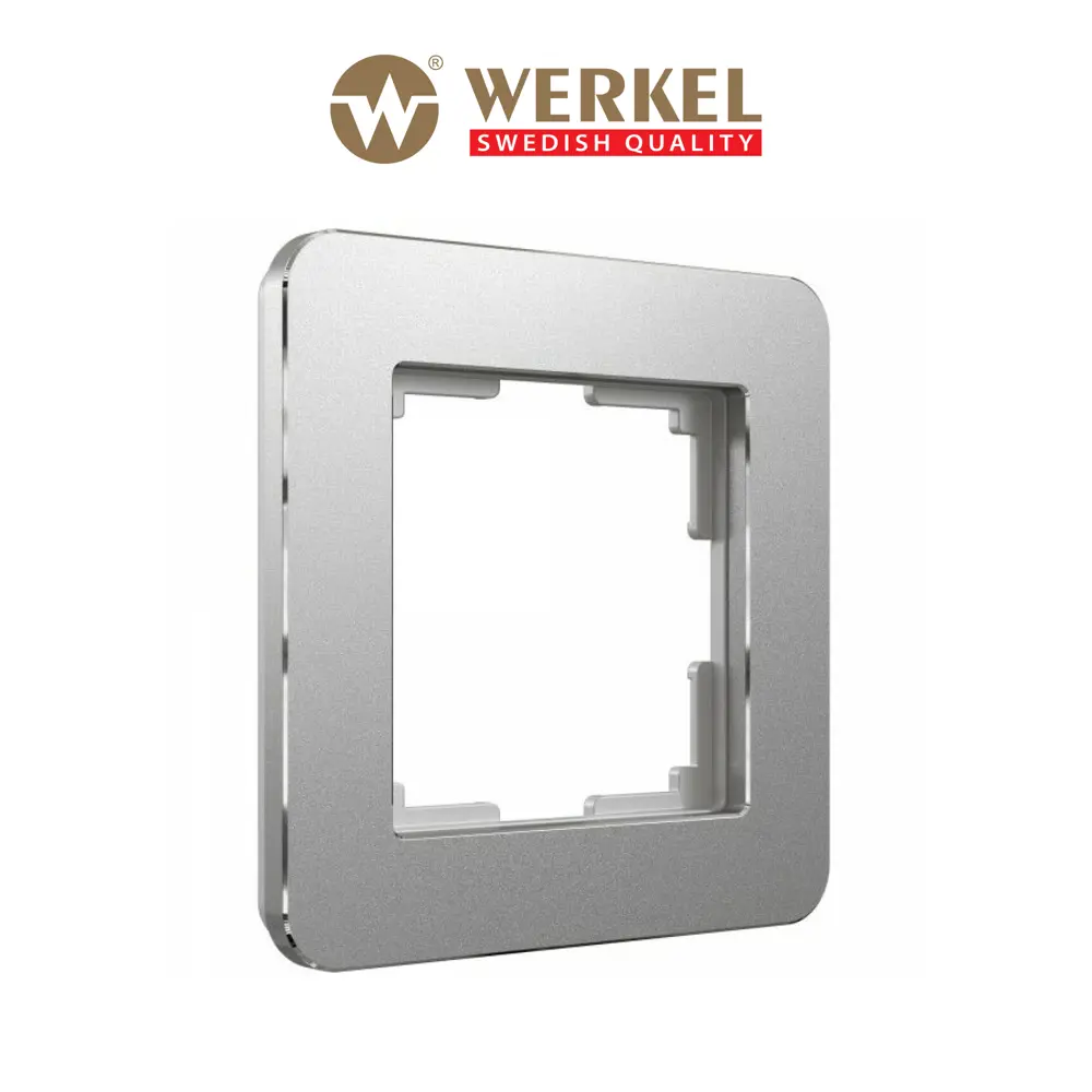 Фото Рамка для розеток и выключателей Werkel Platinum 1 пост цвет алюминий Фото Рамка для розеток и выключателей Werkel Platinum 1 пост цвет алюминий
