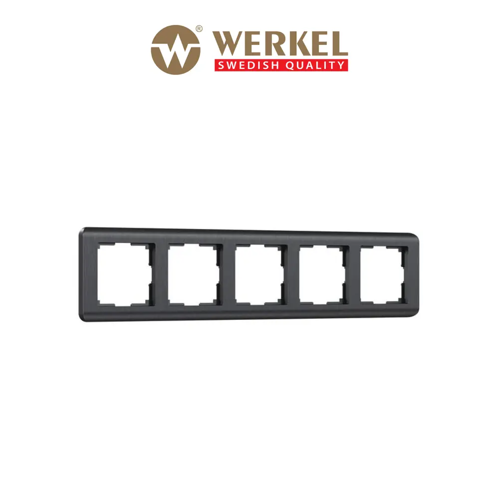 Фото Рамка для розеток и выключателей Werkel Stream 5 постов цвет графит
