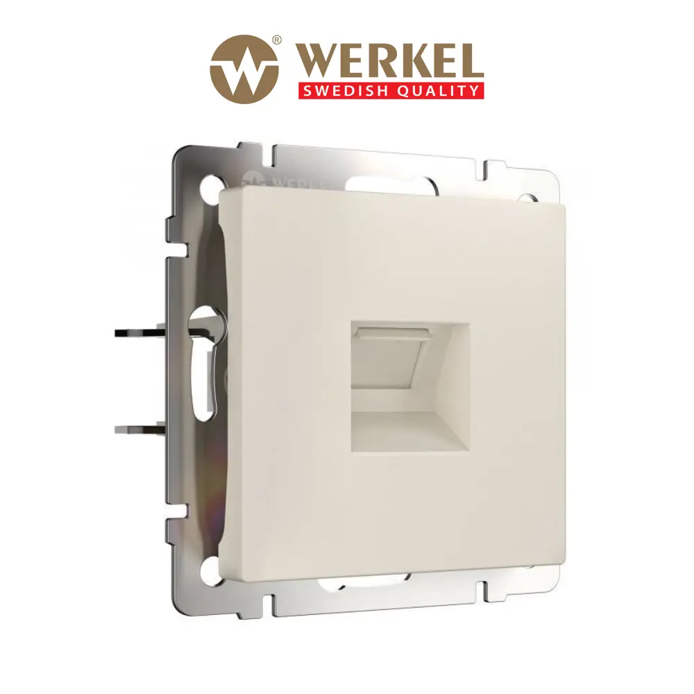 Фото Розетка RJ45 встраиваемая Werkel W1181062 со шторкой цвет айвори матовый