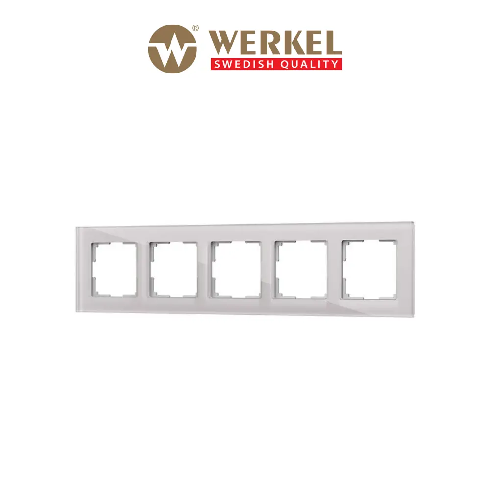 Фото Рамка для розеток и выключателей Werkel Favorit 5 постов цвет дымчатый, стекло Фото Рамка для розеток и выключателей Werkel Favorit 5 постов цвет дымчатый, стекло