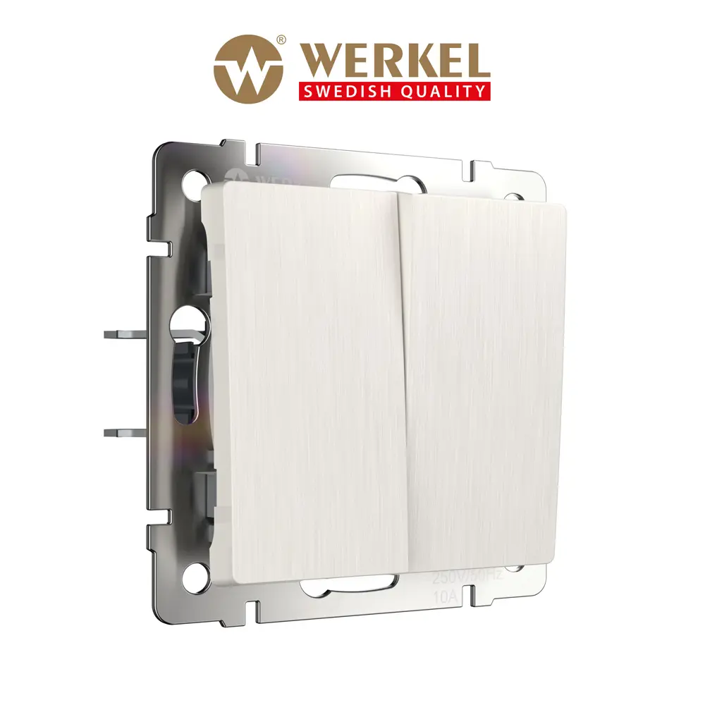 Фото Выключатель Werkel двухклавишный проходной (перламутровый рифленый) W1122013 Фото Выключатель Werkel двухклавишный проходной (перламутровый рифленый) W1122013