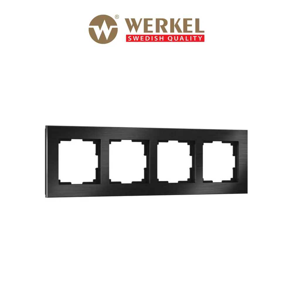 Фото Рамка для розеток и выключателей Werkel Aluminium 4 поста цвет черный Фото Рамка для розеток и выключателей Werkel Aluminium 4 поста цвет черный