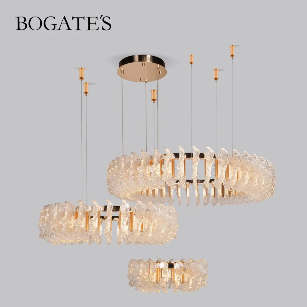 Фото Люстра подвесная светодиодная хрустальная Bogate's 90374/3 23 м² нейтральный белый свет цвет жёлтый/золотой