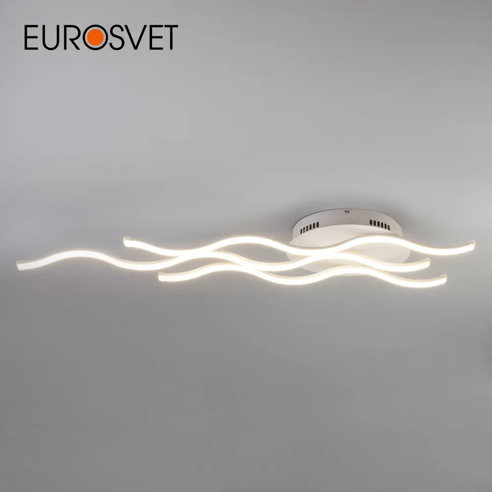 Фото Люстра потолочная светодиодная Eurosvet 90090/3 Gwen 17 м² нейтральный белый свет цвет белый Фото Люстра потолочная светодиодная Eurosvet 90090/3 Gwen 17 м² нейтральный белый свет цвет белый
