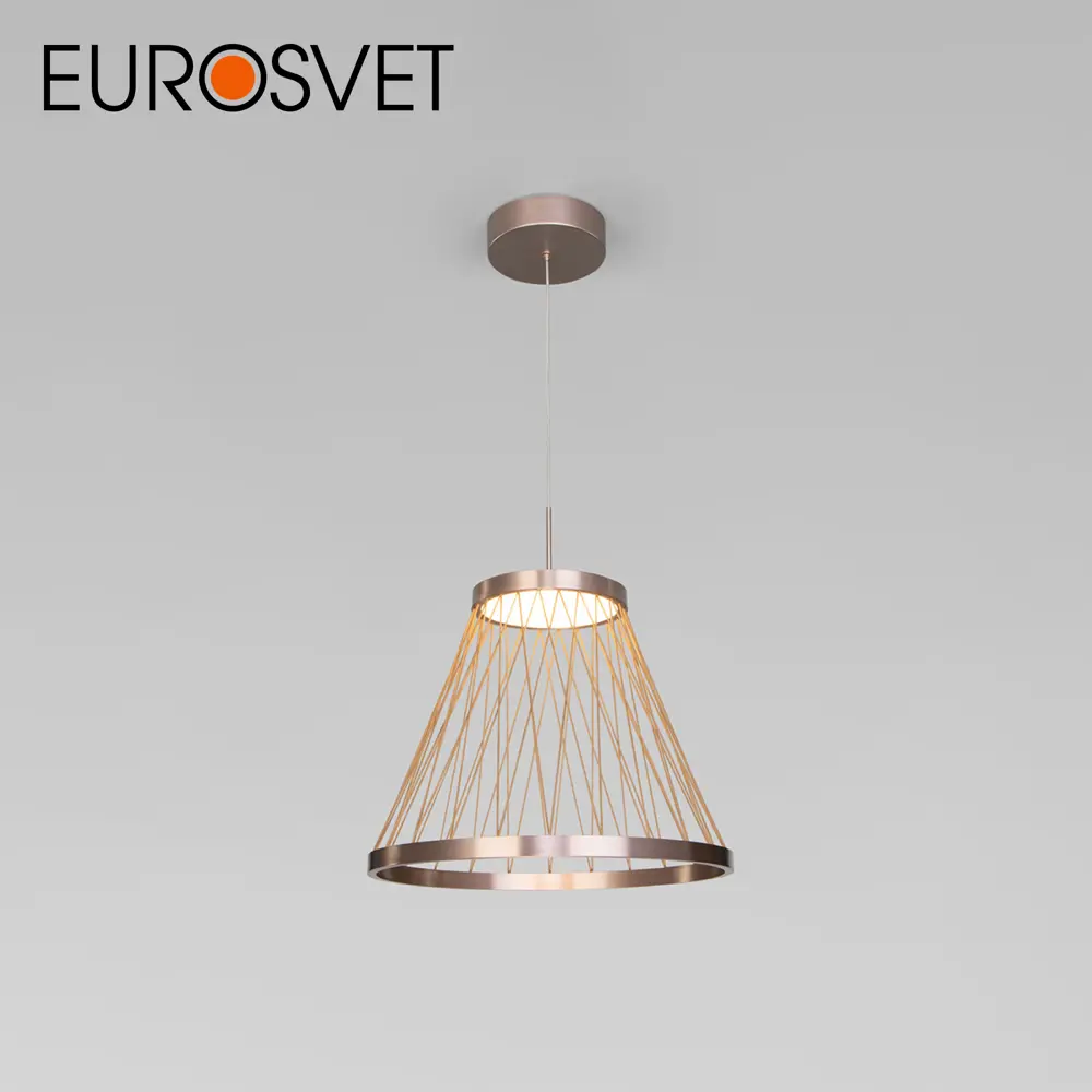 Фото 2 Светильник подвесной светодиодный Eurosvet Cesta A069283 4 м² желтый свет цвет коричневый Фото 2 Светильник подвесной светодиодный Eurosvet Cesta A069283 4 м² желтый свет цвет коричневый