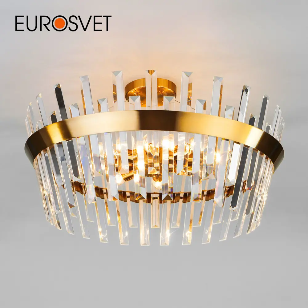 Фото Люстра потолочная хрустальная Eurosvet 10111-8 золотая бронза Фото Люстра потолочная хрустальная Eurosvet 10111-8 золотая бронза