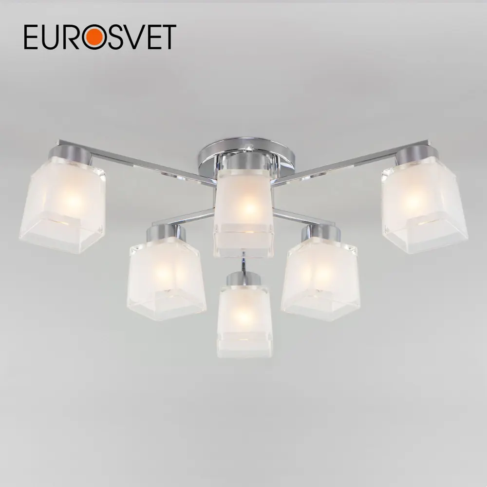 Фото Потолочная люстра с плафонами EUROSVET 30162/6 хром