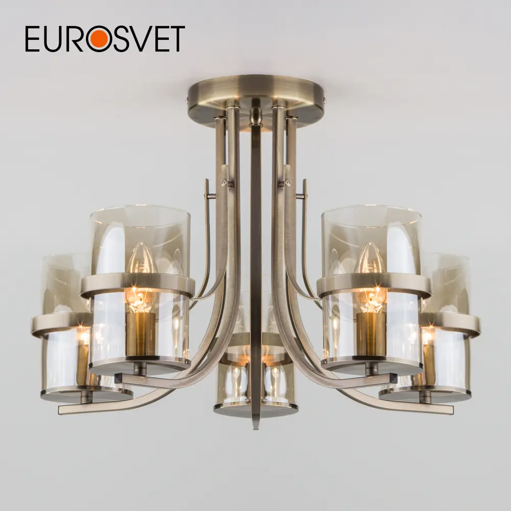 Фото Потолочная люстра EUROSVET 60085/5 античная бронза Фото Потолочная люстра EUROSVET 60085/5 античная бронза