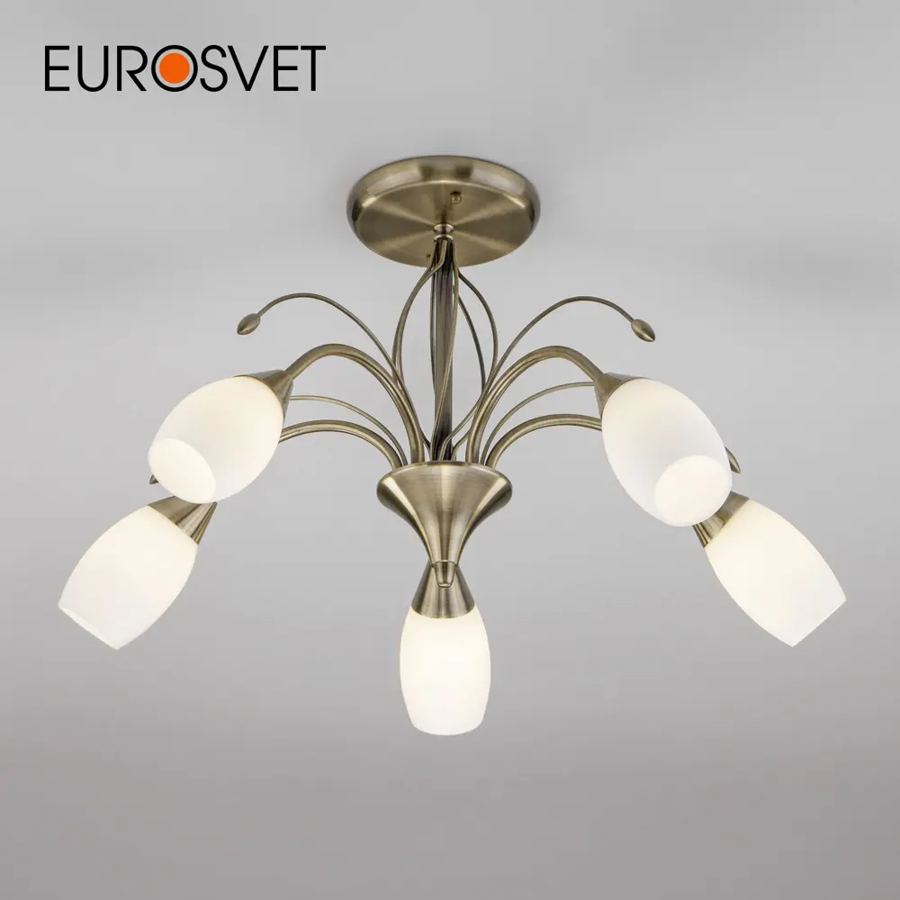 Фото Потолочная люстра EUROSVET 30280/5 античная бронза Фото Потолочная люстра EUROSVET 30280/5 античная бронза