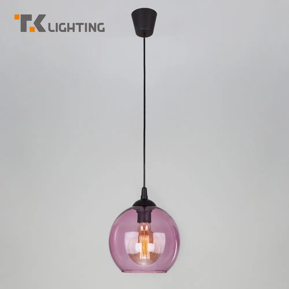 Фото Светильник подвесной со стеклянным плафоном TK Lighting 4443 Cubus 1 лампа 4 м² цвет розовый Фото Светильник подвесной со стеклянным плафоном TK Lighting 4443 Cubus 1 лампа 4 м² цвет розовый