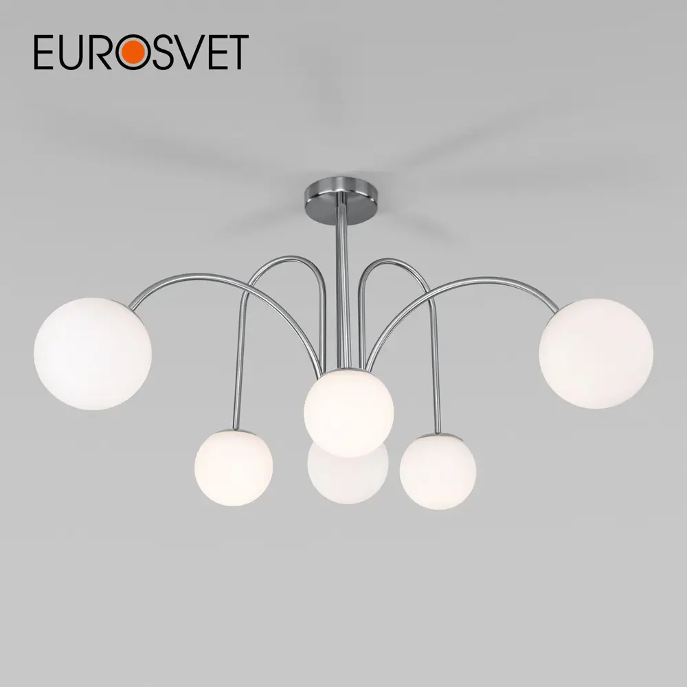 Фото Потолочная люстра с плафонами EUROSVET 30177/6 хром