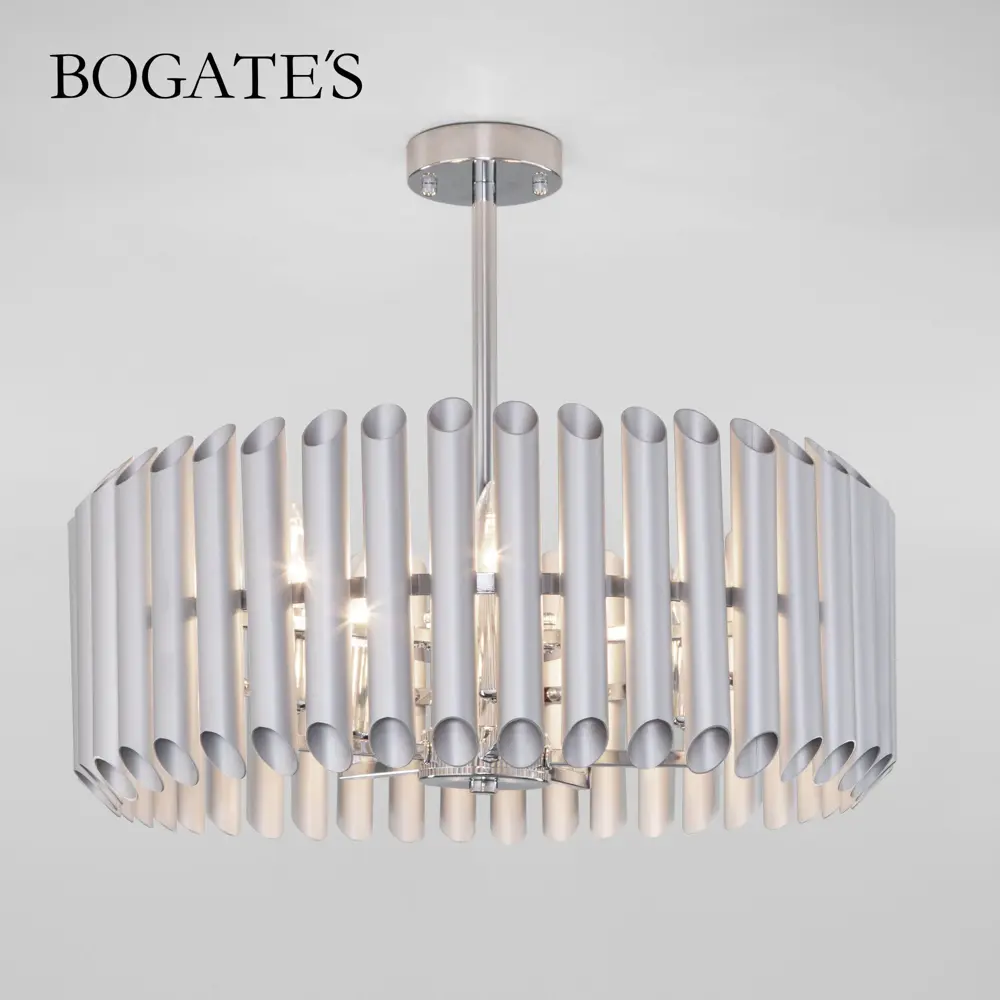 Фото Потолочная люстра с металлическим плафоном BOGATE'S 362/5 серебро