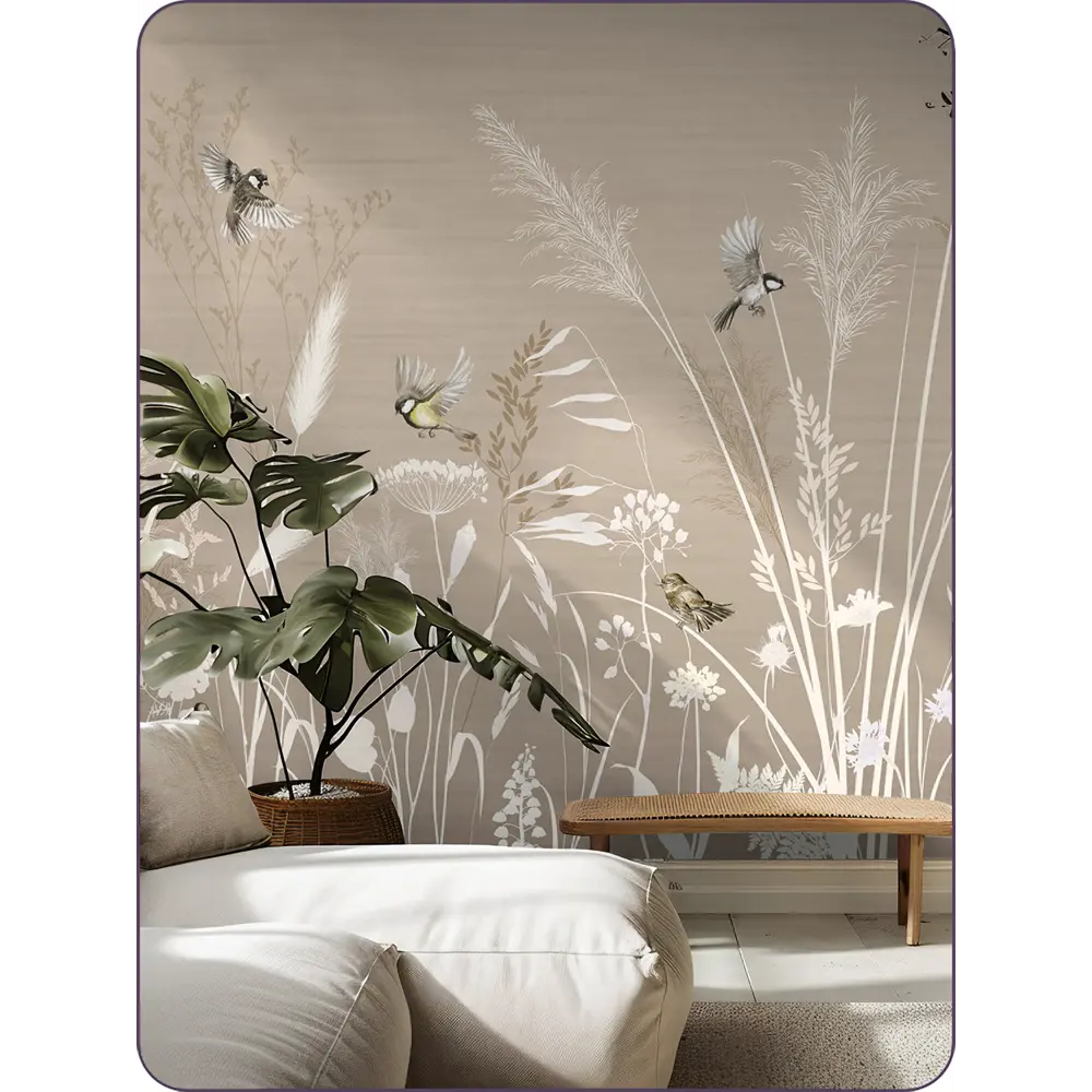 Фото 4 Фотообои флизелиновые 3d Barton wall N16606-B Растения цветы птицы 600x270 см Фото 4 Фотообои флизелиновые 3d Barton wall N16606-B Растения цветы птицы 600x270 см