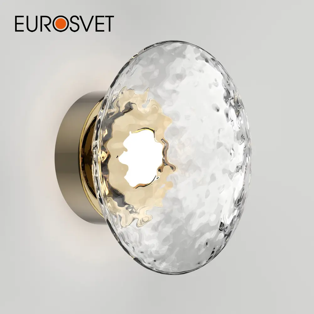 Фото Настенный светильник светодиодный Eurosvet Ripple 50389/1 с пультом желтый свет цвет латунь