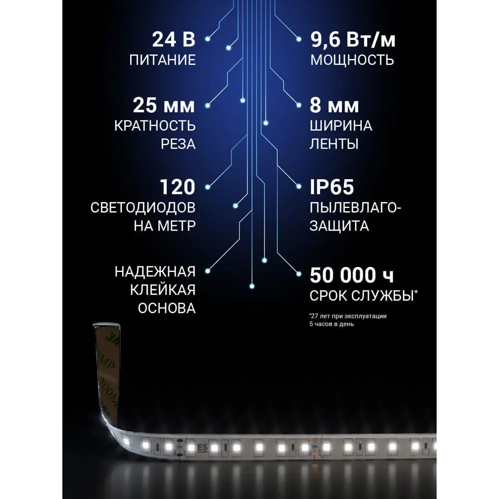 Фото 2 Светодиодная лента Elektrostandard A052963 120 диод/м 9.6 Вт/м 24 В 0.8 см IP65 5 м нейтральный белый свет Фото 2 Светодиодная лента Elektrostandard A052963 120 диод/м 9.6 Вт/м 24 В 0.8 см IP65 5 м нейтральный белый свет
