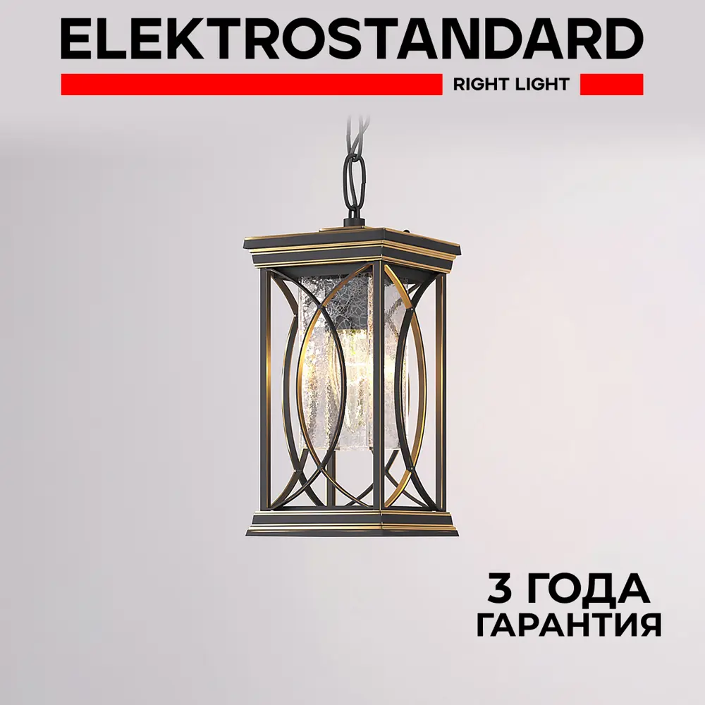Фото Светильник подвесной уличный Elektrostandard GL 1026H Spica 60 Вт IP33 цвет черное золото