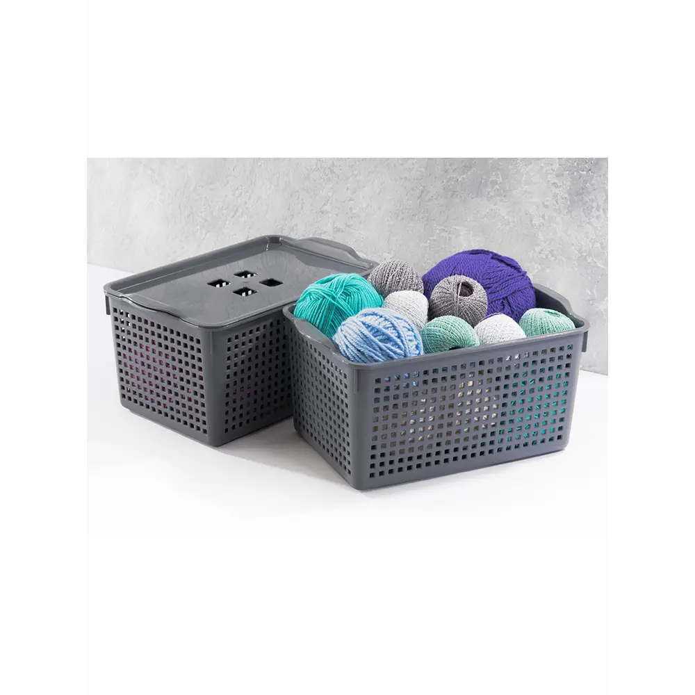 Фото 6 Корзина Violet 811670+4 21.50x22.50x32.50 см полипропилен цвет серый 4 шт Фото 6 Корзина Violet 811670+4 21.50x22.50x32.50 см полипропилен цвет серый 4 шт