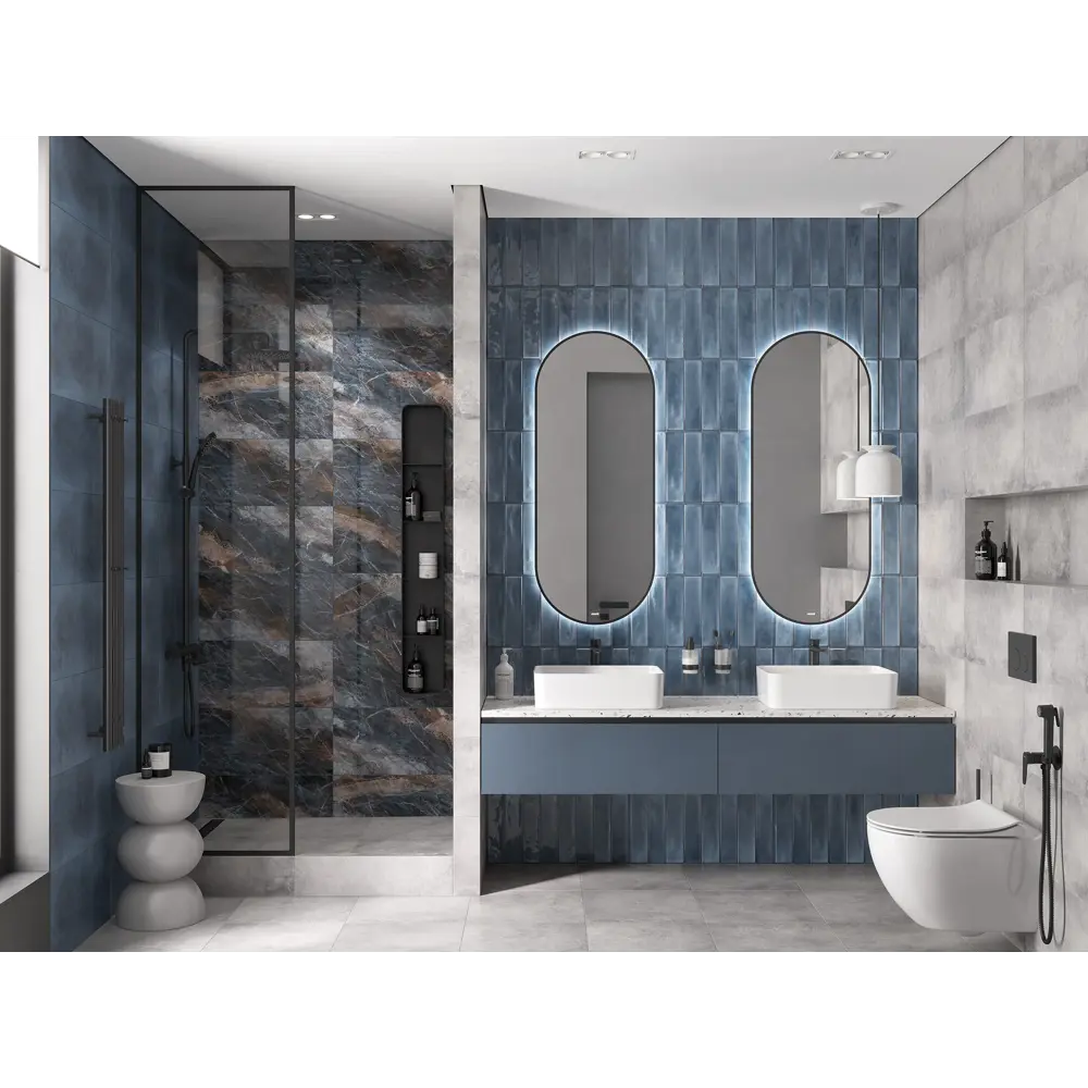 Фото 4 Плитка настенная Cersanit Cascada 29.8x59.8 см 1.45 м² глянцевая цвет синий Фото 4 Плитка настенная Cersanit Cascada 29.8x59.8 см 1.45 м² глянцевая цвет синий