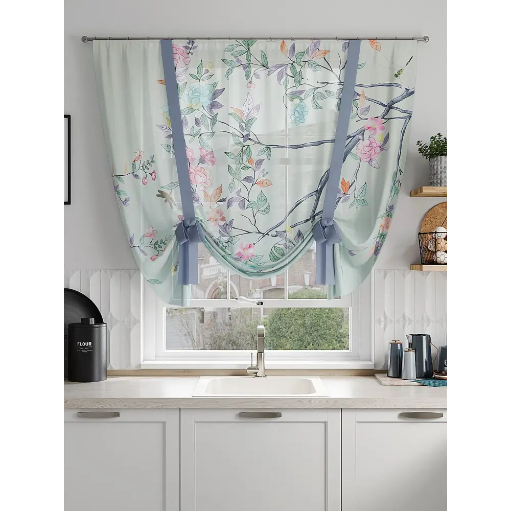 Фото 2 Тюль на шторной ленте At Home Ранификс 150x150 см цвет зеленый Фото 2 Тюль на шторной ленте At Home Ранификс 150x150 см цвет зеленый
