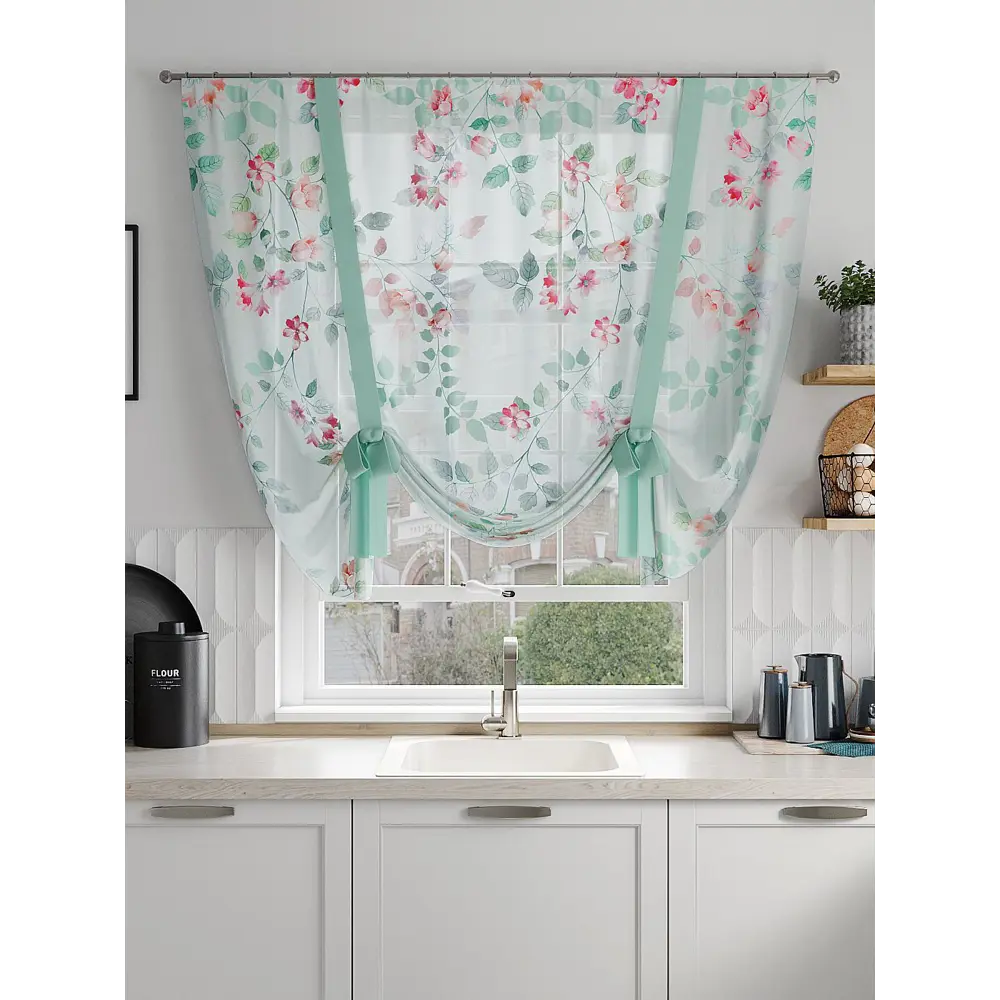 Фото 2 Тюль на шторной ленте At Home Лонмирос 150x150 см цвет зеленый Фото 2 Тюль на шторной ленте At Home Лонмирос 150x150 см цвет зеленый