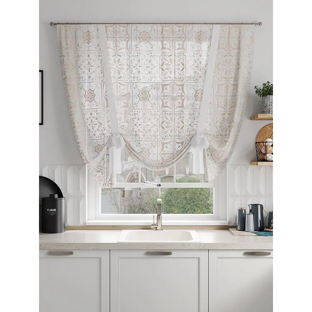Фото 2 Тюль на шторной ленте At Home Кинетрис 150x150 см цвет белый Фото 2 Тюль на шторной ленте At Home Кинетрис 150x150 см цвет белый