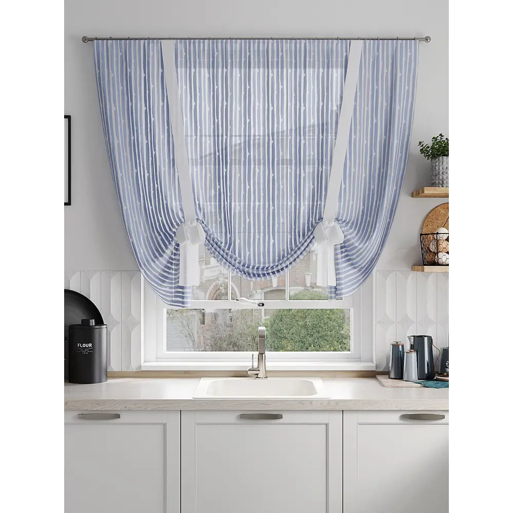 Фото 2 Тюль на шторной ленте At Home Кранфирс 150x150 см цвет белый