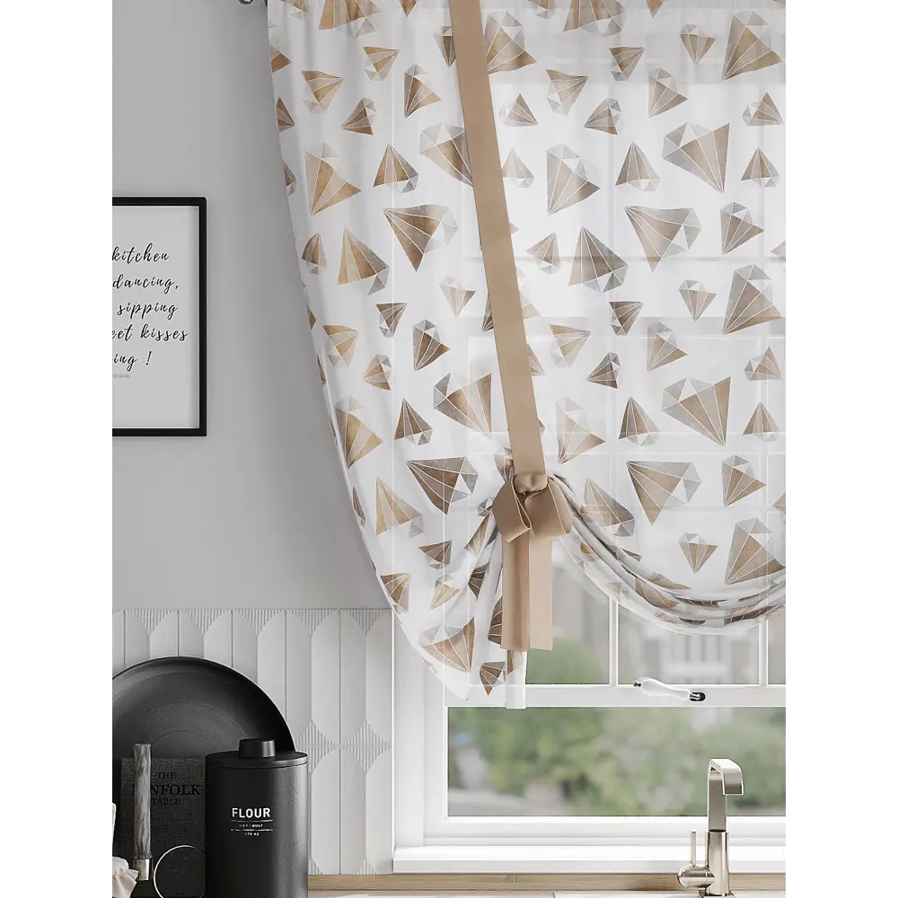 Фото 3 Тюль на шторной ленте At Home Ромиркон 150x150 см цвет белый