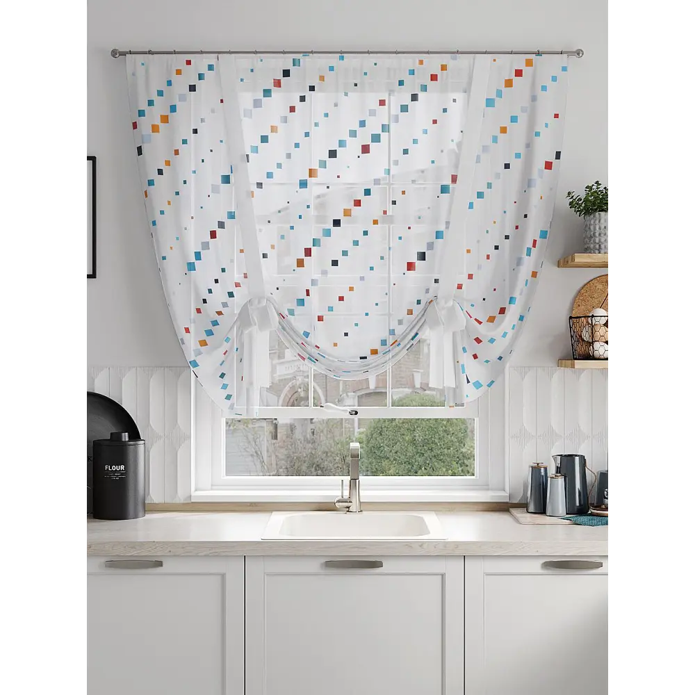 Фото 2 Тюль на шторной ленте At Home Риматрис 150x150 см цвет белый Фото 2 Тюль на шторной ленте At Home Риматрис 150x150 см цвет белый