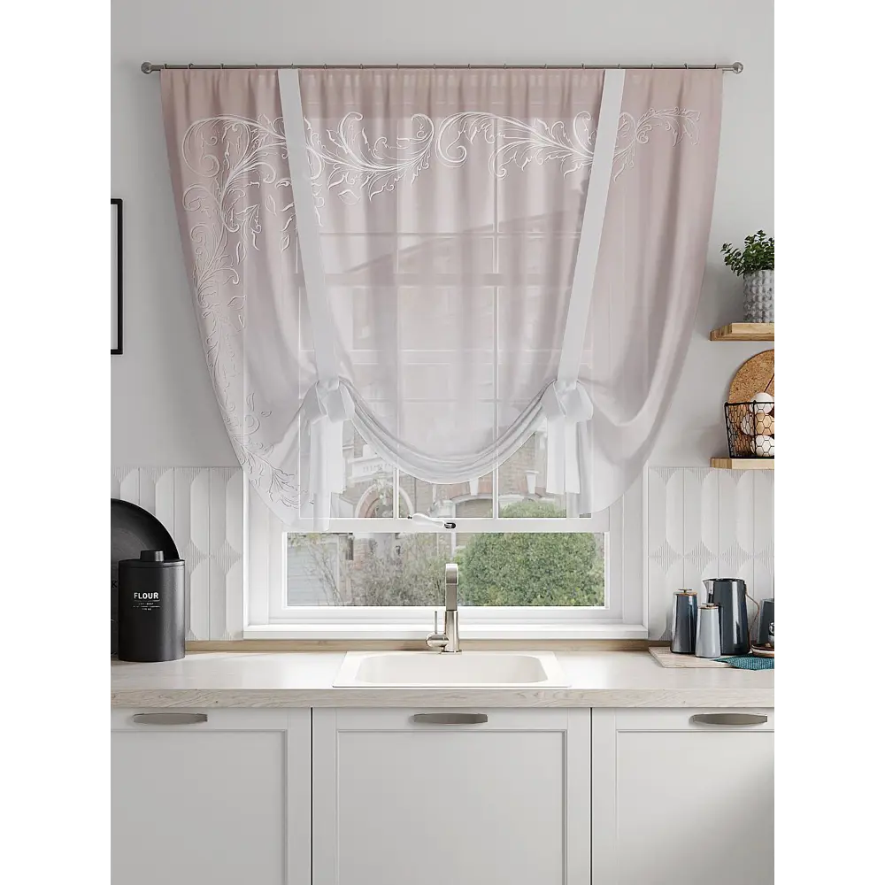 Фото 2 Тюль на шторной ленте At Home Малникрос 150x150 см цвет белый Фото 2 Тюль на шторной ленте At Home Малникрос 150x150 см цвет белый