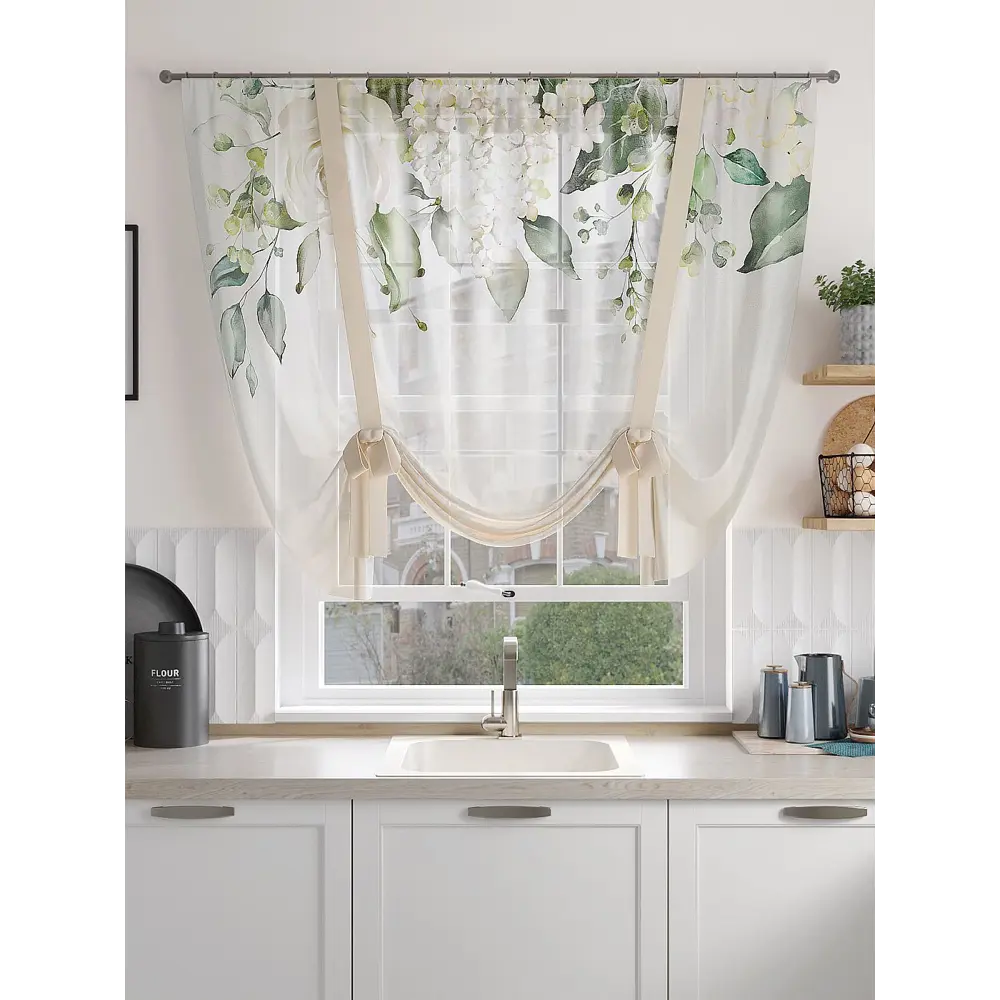 Фото 3 Тюль на шторной ленте At Home Мировирос 150x150 см цвет бежевый Фото 3 Тюль на шторной ленте At Home Мировирос 150x150 см цвет бежевый