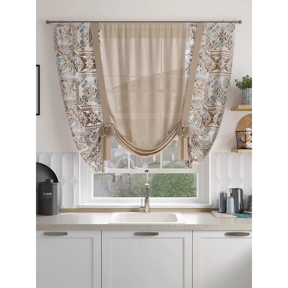 Фото 3 Тюль на шторной ленте At Home Канвисет 150x150 см цвет бежевый Фото 3 Тюль на шторной ленте At Home Канвисет 150x150 см цвет бежевый