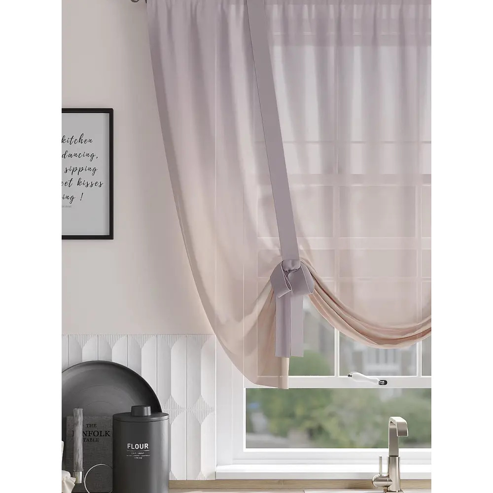 Фото 2 Тюль на шторной ленте At Home Рангверис 150x150 см цвет бежевый Фото 2 Тюль на шторной ленте At Home Рангверис 150x150 см цвет бежевый