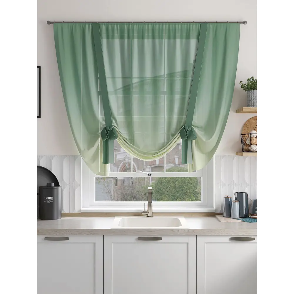 Фото 3 Тюль на шторной ленте At Home Сантвес 150x150 см цвет зеленый, светло-зеленый, темно-зеленый Фото 3 Тюль на шторной ленте At Home Сантвес 150x150 см цвет зеленый, светло-зеленый, темно-зеленый