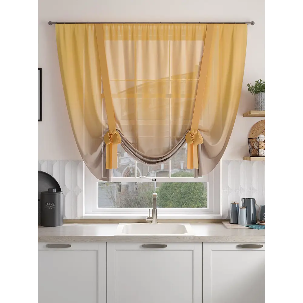 Фото 3 Тюль на шторной ленте At Home Малвирос 150x150 см цвет коричневый Фото 3 Тюль на шторной ленте At Home Малвирос 150x150 см цвет коричневый