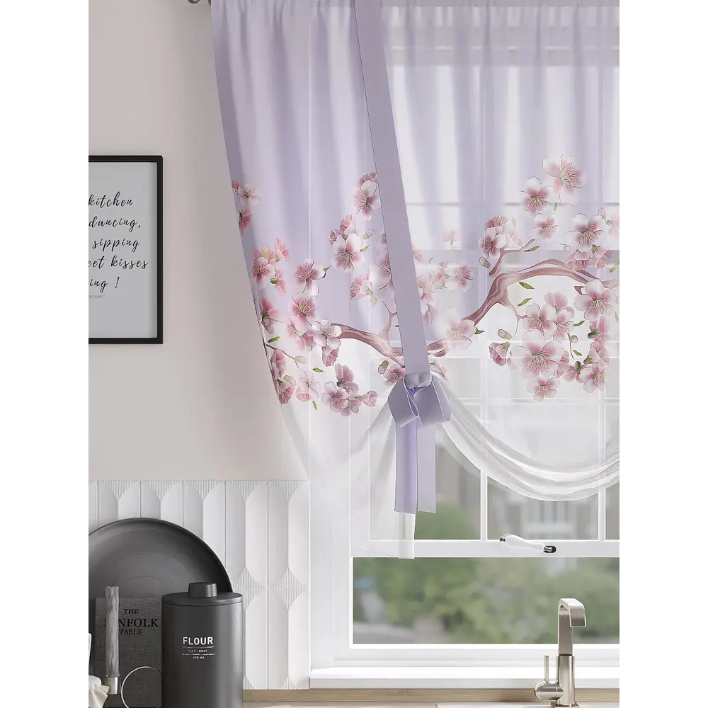 Фото 2 Тюль на шторной ленте At Home Менкриат 150x150 см цвет сиреневый Фото 2 Тюль на шторной ленте At Home Менкриат 150x150 см цвет сиреневый