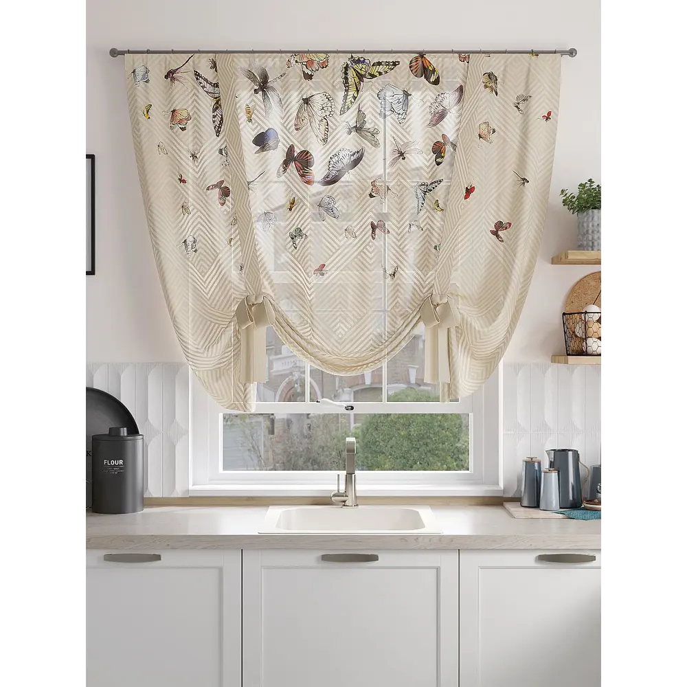 Фото 3 Тюль на шторной ленте At Home Ронтилес 150x150 см цвет бежевый Фото 3 Тюль на шторной ленте At Home Ронтилес 150x150 см цвет бежевый