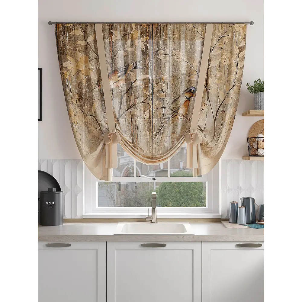 Фото 3 Тюль на шторной ленте At Home Лиромнит 150x150 см цвет коричневый Фото 3 Тюль на шторной ленте At Home Лиромнит 150x150 см цвет коричневый