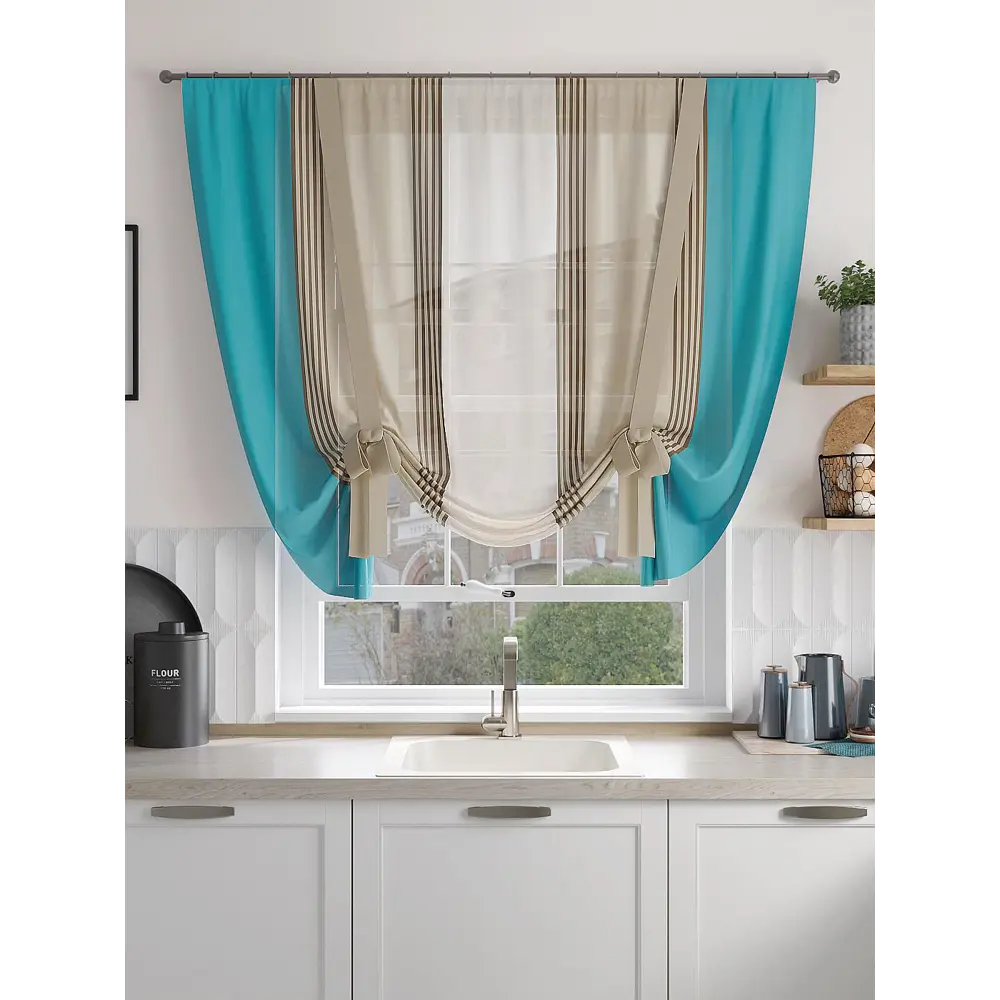 Фото 3 Тюль на шторной ленте At Home Фанквирас 150x150 см цвет бежевый Фото 3 Тюль на шторной ленте At Home Фанквирас 150x150 см цвет бежевый