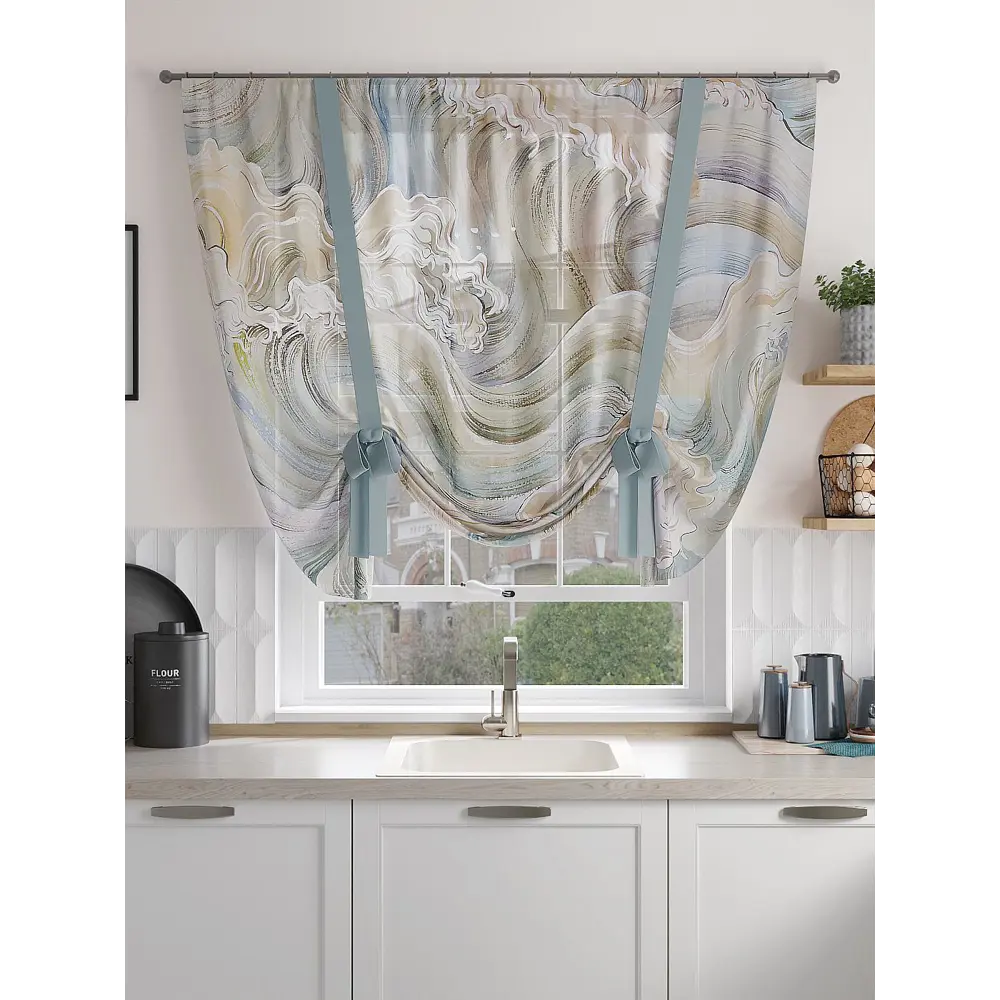 Фото 3 Тюль на шторной ленте At Home Миравирс 150x150 см цвет бежевый