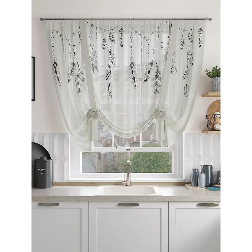 Фото 3 Тюль на шторной ленте At Home Фанвиолс 150x150 см цвет белый Фото 3 Тюль на шторной ленте At Home Фанвиолс 150x150 см цвет белый