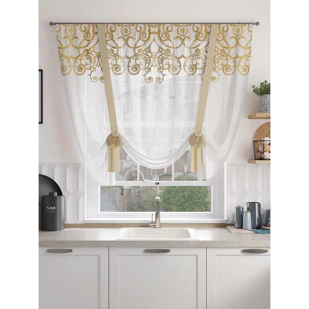 Фото 3 Тюль на шторной ленте At Home Танвилат 150x150 см цвет бежевый Фото 3 Тюль на шторной ленте At Home Танвилат 150x150 см цвет бежевый